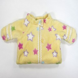 Gigoteuse bébé fille naissance en peluche jaune imprimée étoiles multicolores