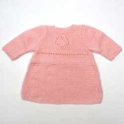 Robe bébé fille 1 mois en laine rose dragée