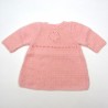 Robe bébé fille 1 mois en laine rose dragée