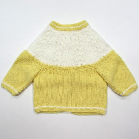 Brassière en laine jaune et blanc bébé garçon 1 mois