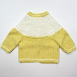 Brassière en laine jaune et blanc bébé garçon 1 mois