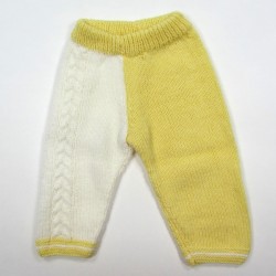 Pantalon bébé garçon 1 mois en tricot jaune et blanc