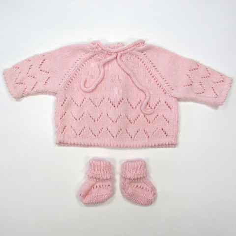 Gilet layette fille - tricoté main