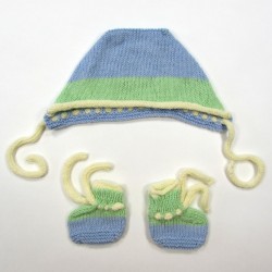 Béguin et chaussons tricot 1 mois bébé garçon