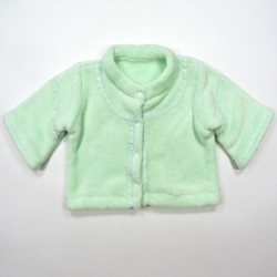 Paletot veste bébé fille ou garçon en peluche vert pâle