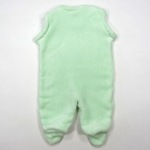 Combinaison vue de dos pour bébé fille ou bébé garçon en peluche vert pâle