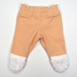 Pantalon bébé fille à pieds en polaire et fourrure artificielle sur l'empeigne