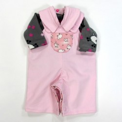 Salopette rose et brassière polaire imprimé mouton pour bébé fille3 mois