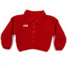 Cardigan rouge bébé garçon avec un col fermé par des boutons rouges 2 trous