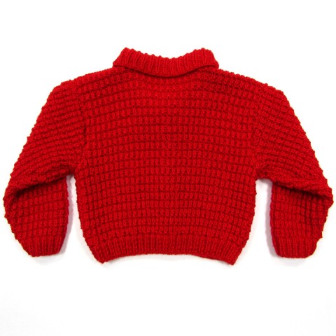 Cardigan à col rouge bébé garçon point tricot fantaisie donne du relief à la maille