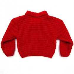 Cardigan à col rouge bébé garçon point tricot fantaisie donne du relief à la maille