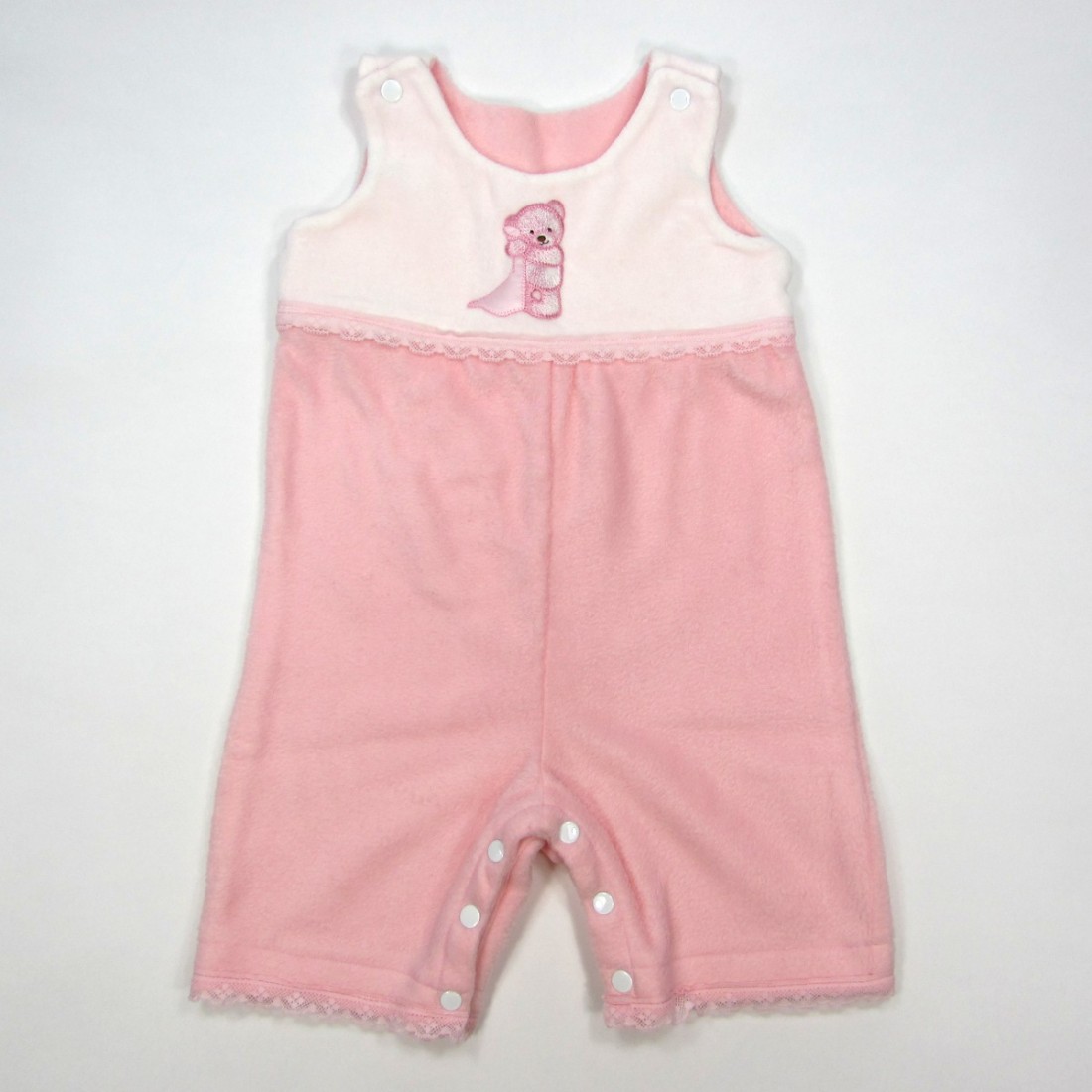 combinaison bébé fille 3 mois en polaire rose et velours blanc