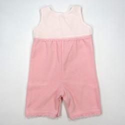 Combinaison polaire rose dragée et velours blanc bébé fille 3 mois