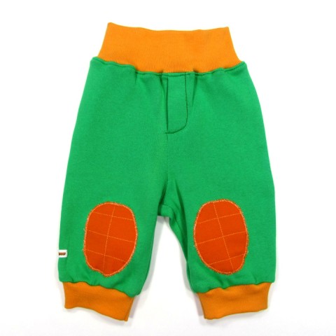 Pantalon forme jogging avec genouillères vert et orange bébé garçon