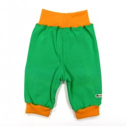 Dos de pantalon jogger bébé garçon large ceinture et cheville en bord côtes tricot orange