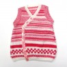 Robe tricot forme porte feuille tricot rose blanc et chiné bébé fille 3 mois
