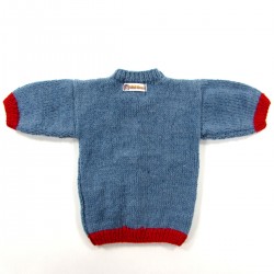 Cardigan dos en laine avec ses bordures contrastantes rouge tomate bébé naissance garçon