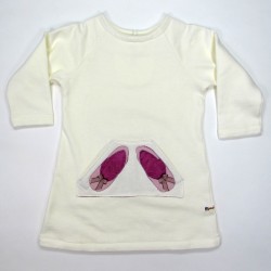 Robe pull en sweat shirt fillette 2 ans avec ballerines sur la poche