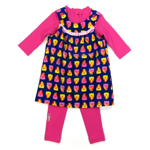 Robe velours tee shirt et legging rose fuchsia bébé fille 24 mois