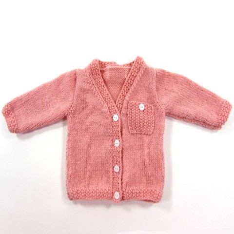 Gilet Bebe Fille Prematuree Au Tricot Rose Poudre Printemps