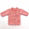 Gilet tricot rose poudre pour bébé fille prématurée