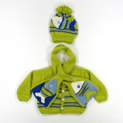 Accessoires et cardigan tricot poissons bébé