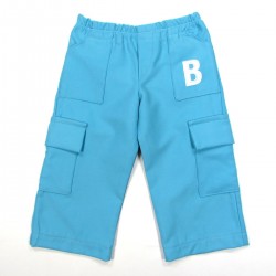 Pantalon treillis en suédine bleu turquoise bébé garçon 12m