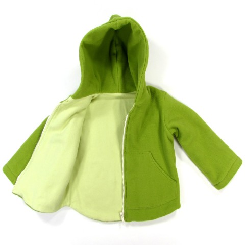 Veste bébé vert à capuche entièrement doublée