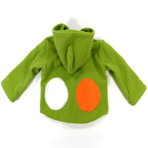 Blouson bébé de dos avec ronds orange et blanc en polaire