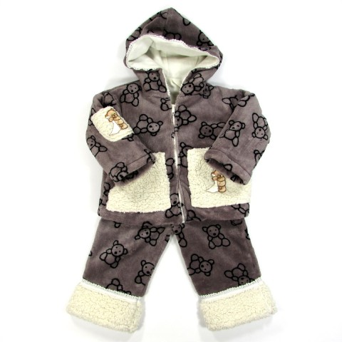 Blouson et salopette bébé en peluche ourson chocolat