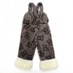 Dos de salopette bébé en peluche ours avec 2 larges bretelles