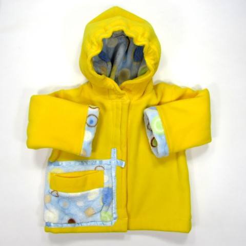 Manteau capuche bébé polaire jaune soleil avec grande poche