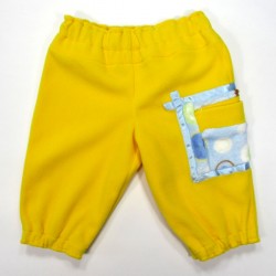 Pantalon bébé style jogging polaire jaune vif et grande poche