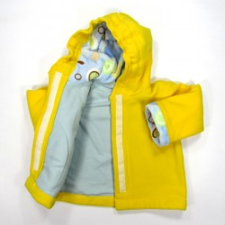 Doublure corps du manteau bébé en flanelle coton bleu ciel fermé par scratch