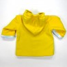 Dos manteau bébé, poignets en peluche identique et capuche polaire jaune soleil