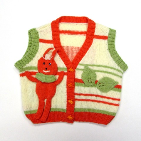 Gilet bébé sans manches avec doudou lapin orange