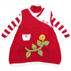 Robe rouge et pull laine bébé fille 18 mois