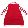 Robe forme trapèze et pull bébé manches à rayures rouge et blanc de dos