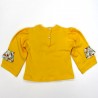 Dos du tee shirt bébé fille jaune en jersey uni et jersey avec noeuds multicolores