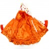 Détail de la doublure satin orange  du manteau bébé fille 18 mois