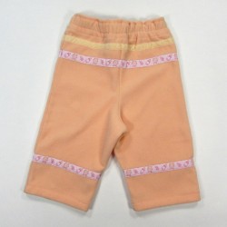 Pantalon bébé dos en polaire pêche galon brodé et ruban velours