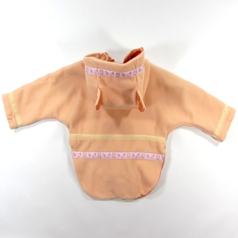 Manteau bébé de dos capuche à oreilles doublées galon brodé et ruban velours