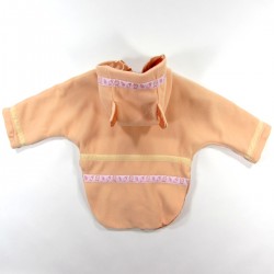 Manteau bébé de dos capuche à oreilles doublées galon brodé et ruban velours