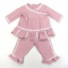 Tunique et pantalon en maille rose pailletée volants et dentelle bébé fille 18 mois