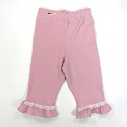 Dos du pantalon rose en maille pour bébé fille 18 mois volant et dentelle