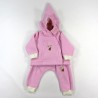 Manteau capuche et sarouel rose fille bebe reveur handmade 18 mois