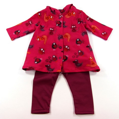 Robe à capuche renard et legging  pour bébé fille 6 mois