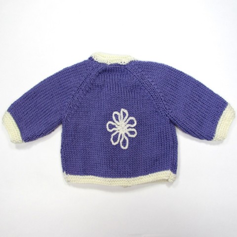 Fleur blanche au dos cardigan tricot fille bebe reveur handmade