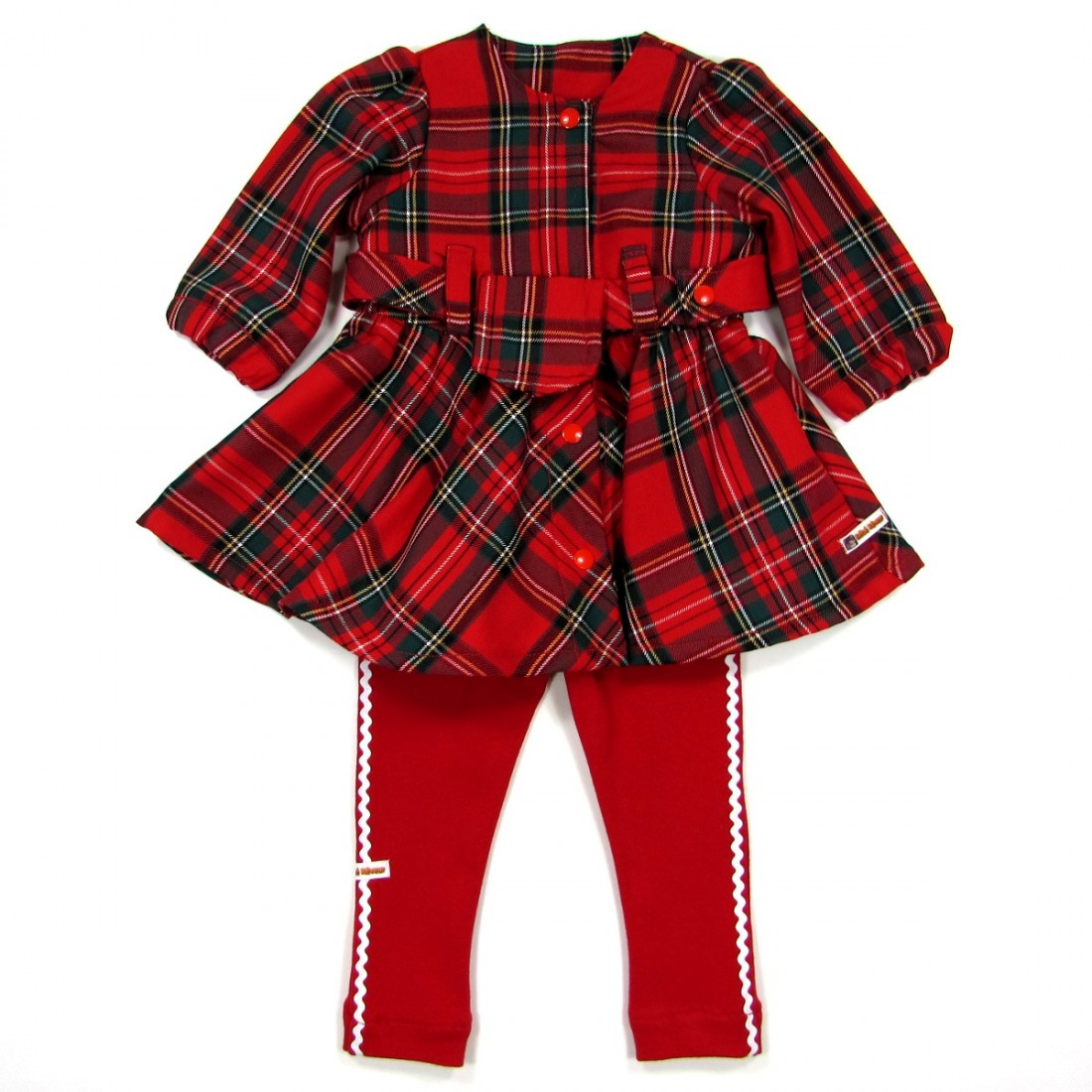 Robe écossaise rouge à carreaux et legging bébé fille 6 mois