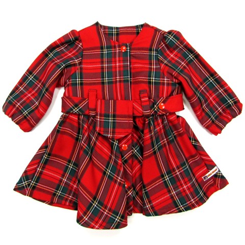 Robe écossais rouge écarlate avec ceinture et poche bébé fille 6 mois NOEL
